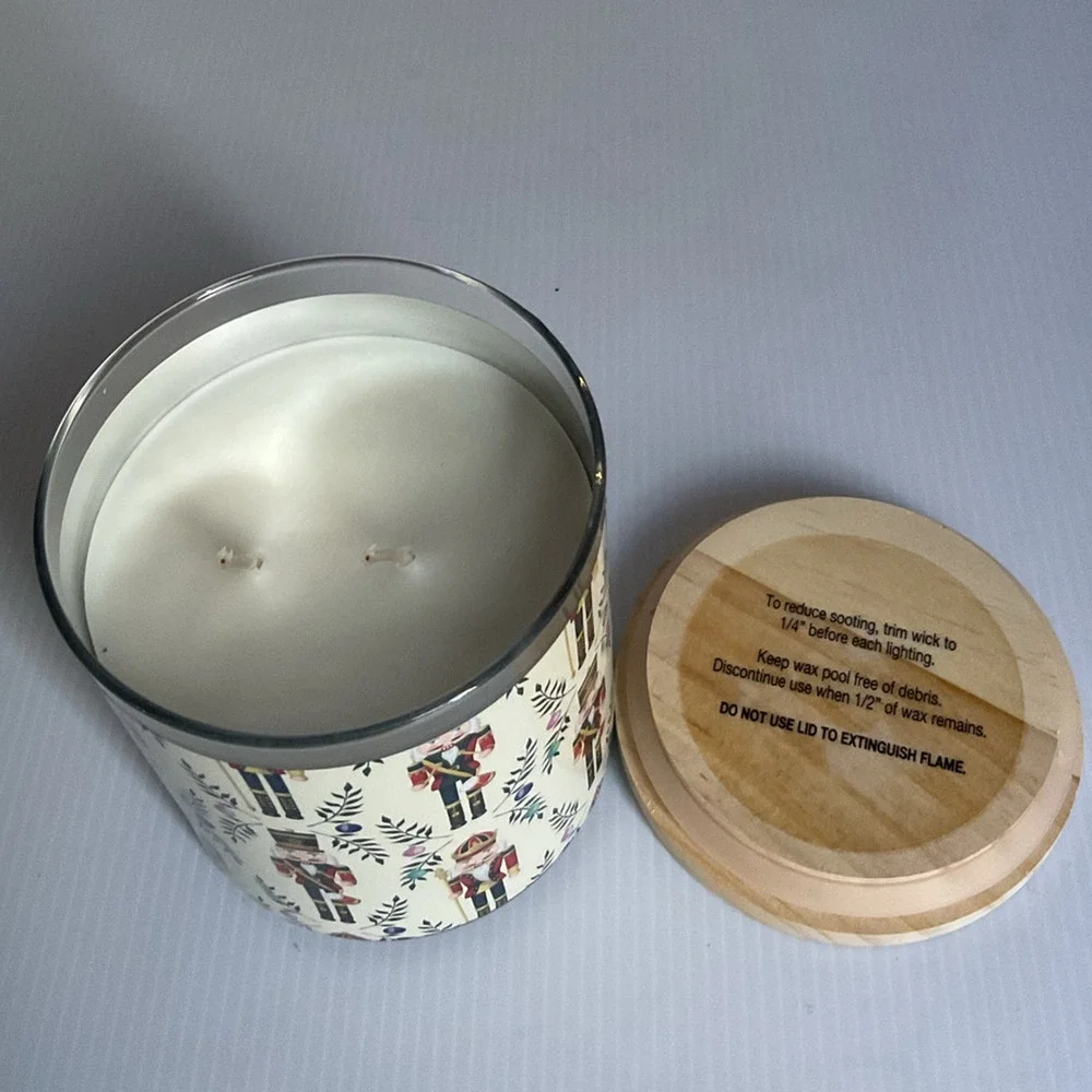 Kirkland’s Home Cookie Candle Warm Sugar 15 oz Nutcracker Jar w/ Embroidered Lid
